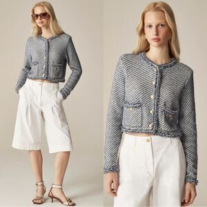 NWT J CREW Collection cropped lady jacket in textured cotton